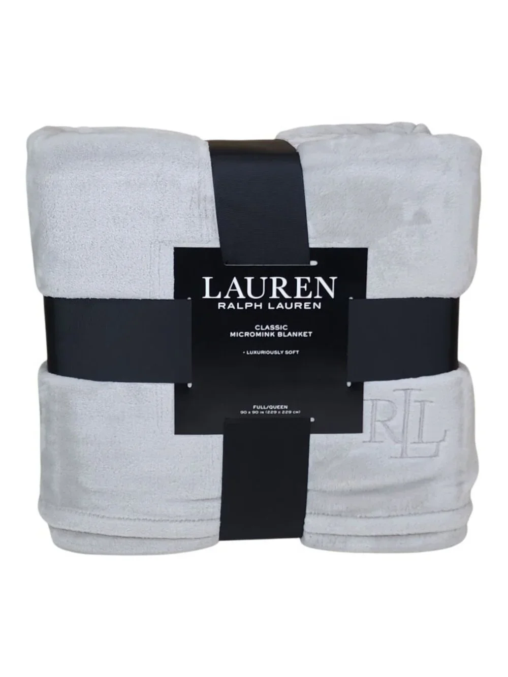 Lauren Ralph Lauren Classic Micromink Blanket Queen 90x90 Luxuriously Soft Gray